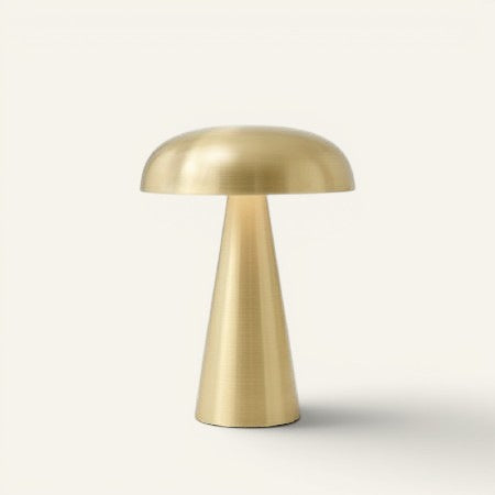 Lampe de table rechargeable Lumeoo au design rétro européen en métal doré brossé en forme de champignon
