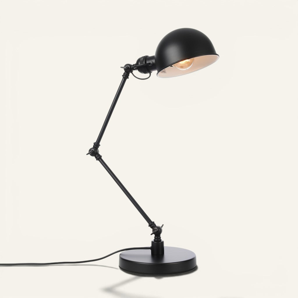 Lampe de table Lumeoo rétro en fer forgé noir avec bras articulé réglable pour un éclairage de bureau industriel