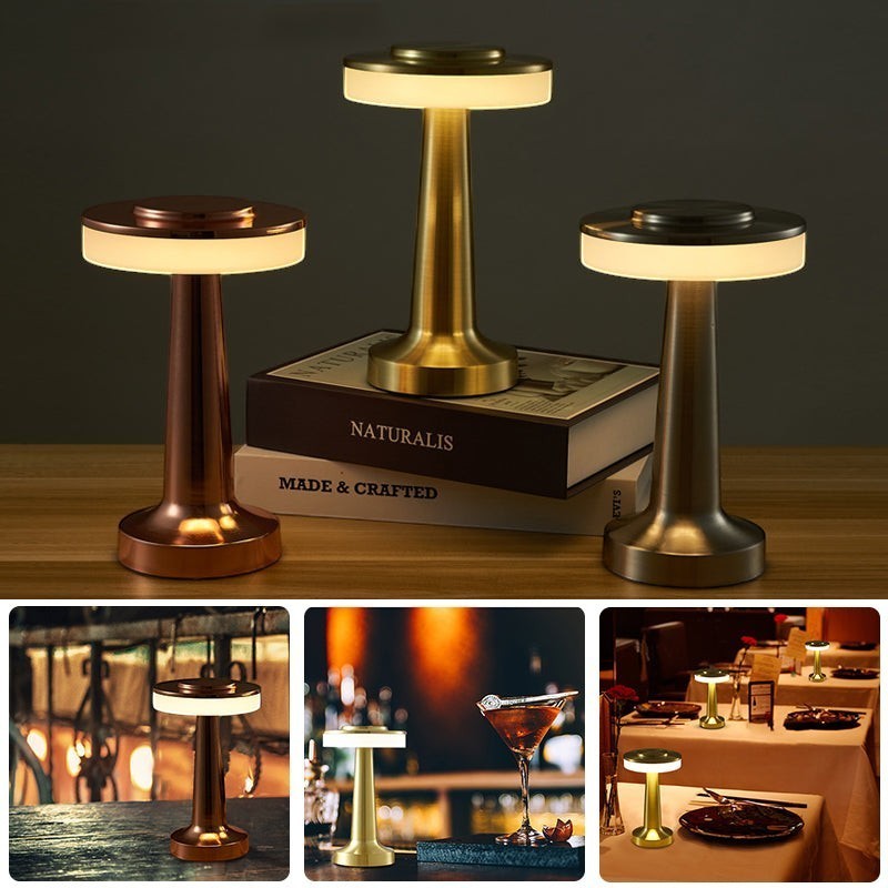 Lampes de table sans fil Lumeoo en métal, rechargeables et tactiles, design moderne pour une ambiance chaleureuse.