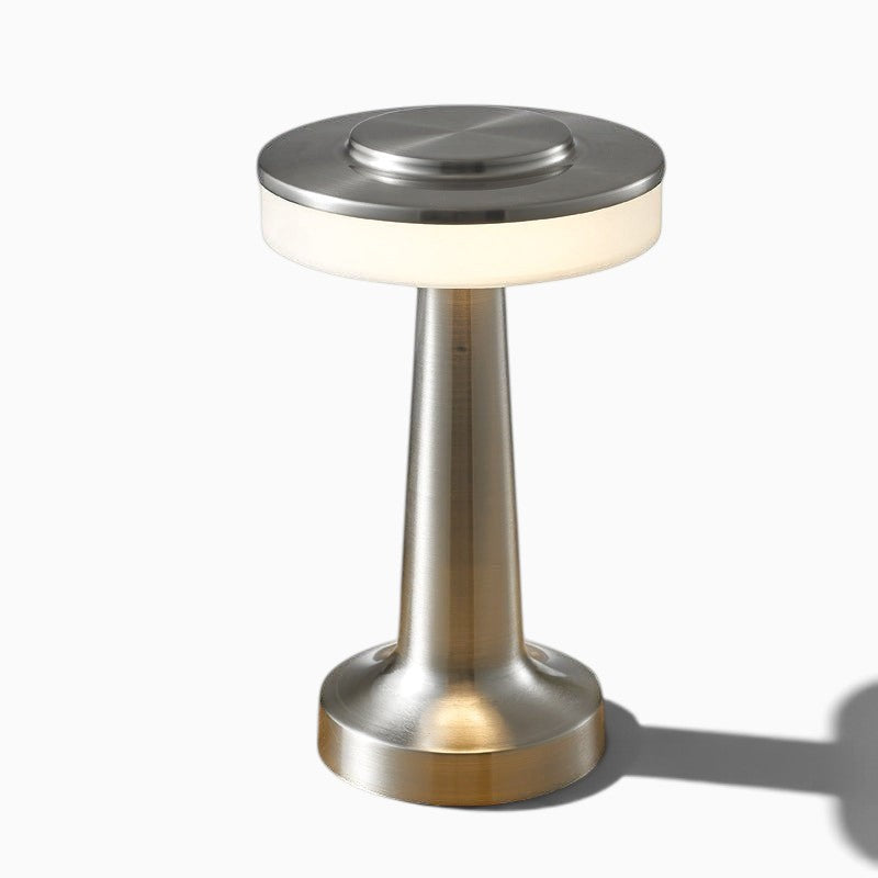 Lampe de table sans fil Lumeoo AURÉA en métal brossé avec éclairage LED tactile dimmable et design moderne