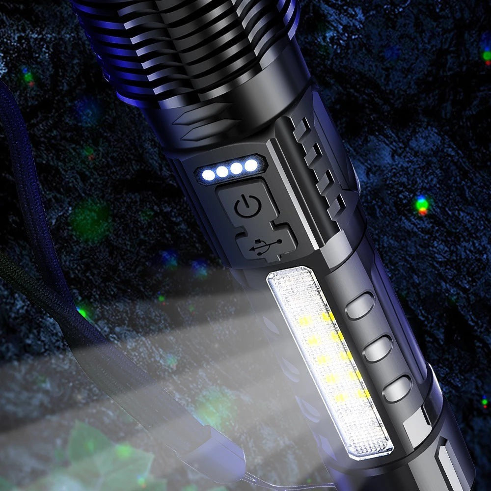 Lampe torche LED Lumeoo POWERLUX rechargeable 5000 lumens avec indicateur de charge et éclairage latéral COB