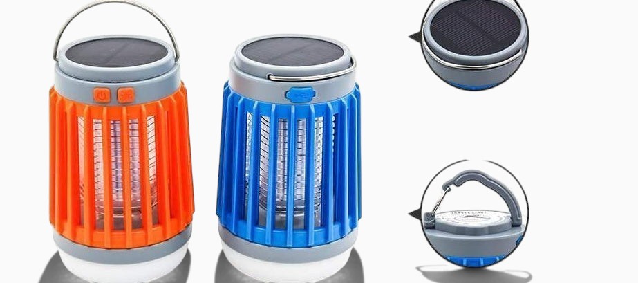 Lanterne anti-moustique Lumeoo 2 en 1 avec éclairage LED, protection UV, panneau solaire et recharge USB