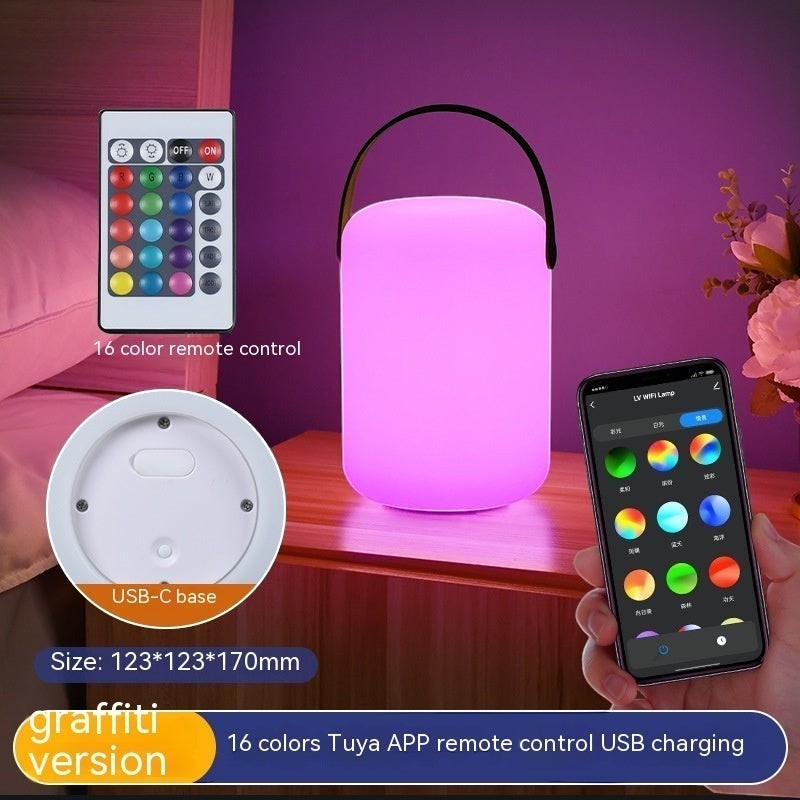Lanterne camping LED Lumeoo rechargeable, 16 couleurs, avec télécommande et contrôle via application mobile.
