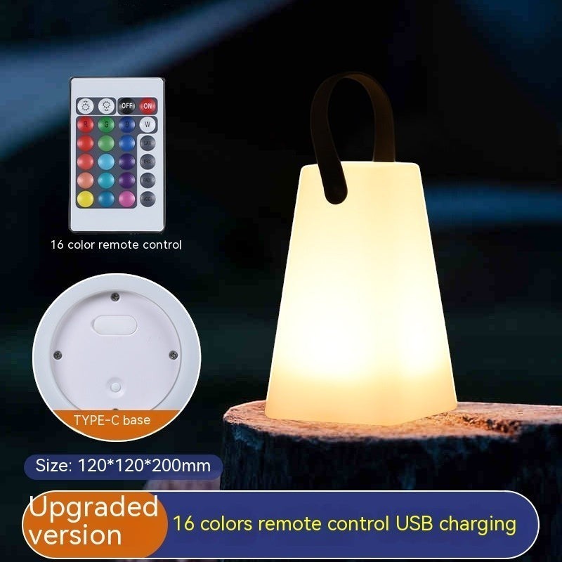 Lanterne camping Lumeoo GLAMPA LED rechargeable, 16 couleurs, avec télécommande et base de chargement USB-C.