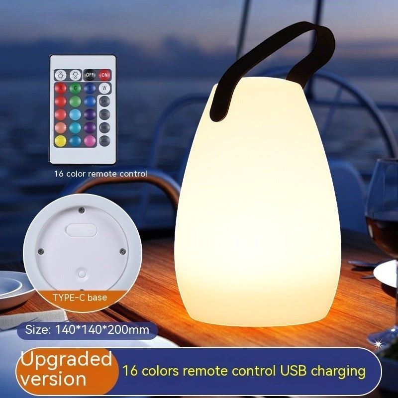 Lanterne camping LED Lumeoo rechargeable, 16 couleurs avec télécommande, design portable pour extérieur.