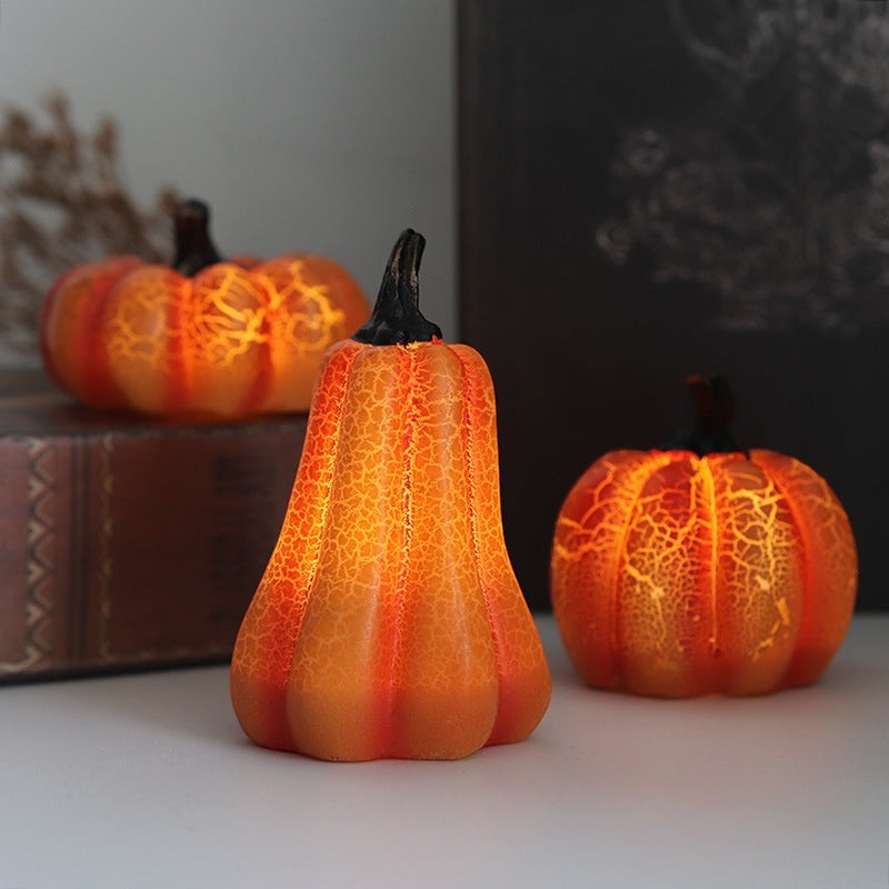 Lanterne citrouille Halloween Lumeoo en résine avec effet craquelé et éclairage LED chaleureux pour décoration festive