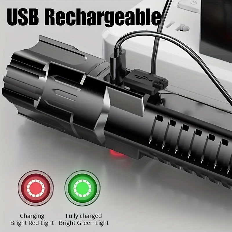 Mini lampe de poche LED Lumeoo noire rechargeable par USB avec indicateur de charge lumineux rouge et vert