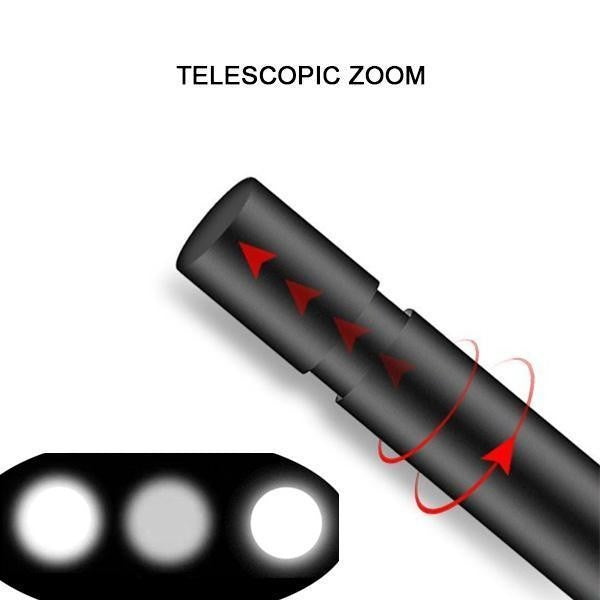Mini lampe de poche LED Lumeoo noire avec fonction zoom télescopique pour un éclairage ajustable et puissant