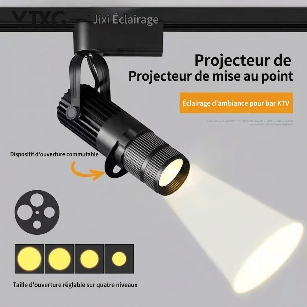Projecteur LED Lumeoo noir avec ouverture réglable pour éclairage précis et ambiance décorative
