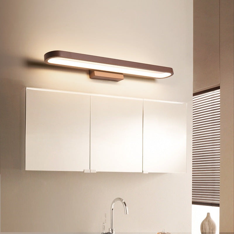 Réglette LED Lumeoo MIROVA pour miroir de salle de bain, design moderne marron, dimmable et tricolore.