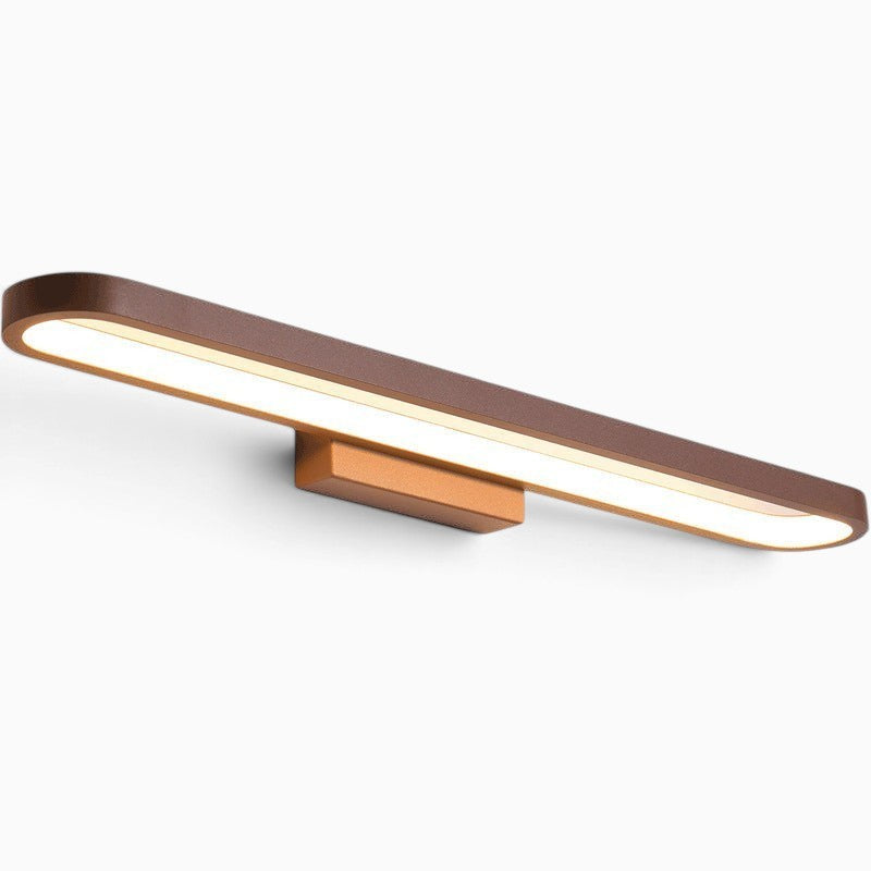 Applique miroir LED Lumeoo MIROVA au design moderne et épuré avec finition marron, éclairage dimmable tricolore
