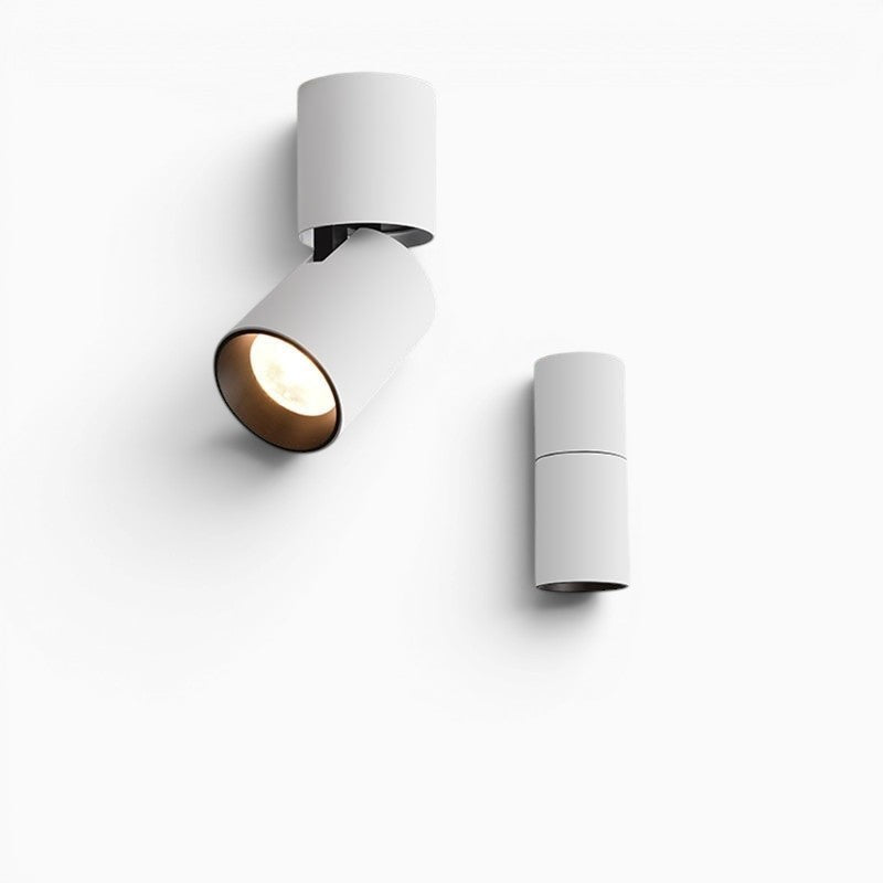 Spot LED COB Lumeoo blanc orientable et pivotant, design minimaliste pour installation sans perçage sur mur ou plafond.