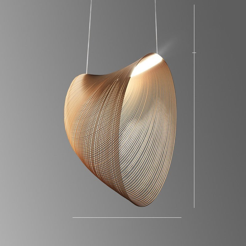 Suspension Lumeoo WOODLUX en bois naturel aux lignes organiques et courbées pour un éclairage nordique élégant