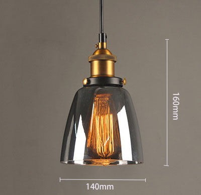 Suspension Lumeoo en verre fumé avec douille en laiton vieilli et ampoule à filament pour une ambiance rétro
