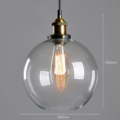Suspension Lumeoo en verre fumé transparent avec douille en laiton vintage et ampoule à filament apparente
