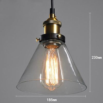 Suspension Lumeoo en verre fumé transparent avec douille en laiton vieilli et ampoule à filament style vintage