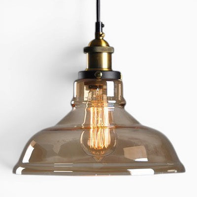 Suspension Lumeoo en verre fumé ambré avec douille en laiton vintage pour un éclairage intérieur chaleureux