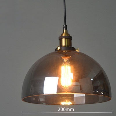 Suspension Lumeoo en verre fumé vintage avec douille en laiton et ampoule LED à filament pour une lumière douce