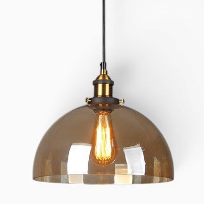 Suspension Lumeoo en verre fumé ambré avec douille en laiton vintage pour un éclairage intérieur chaleureux