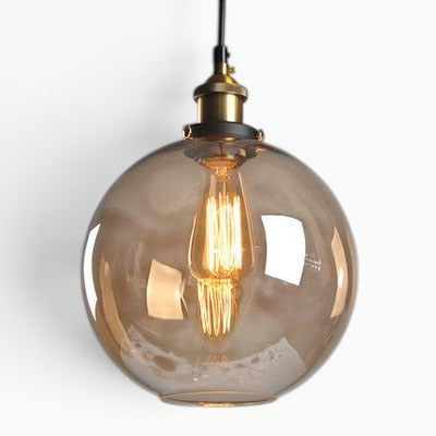 Suspension Lumeoo FUMOVA en verre fumé ambré avec douille en laiton style vintage pour un éclairage chaleureux