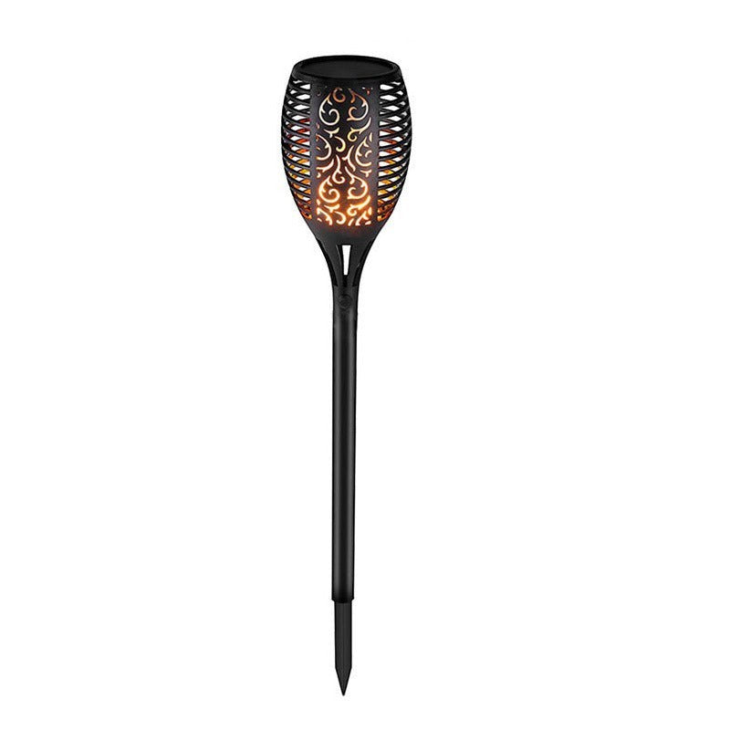 Torche solaire LED Lumeoo noire avec motif ajouré pour un éclairage décoratif chaleureux dans le jardin