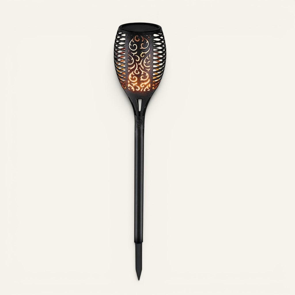Torche solaire Lumeoo noire avec 51 LED effet flamme décorative pour éclairage de jardin extérieur