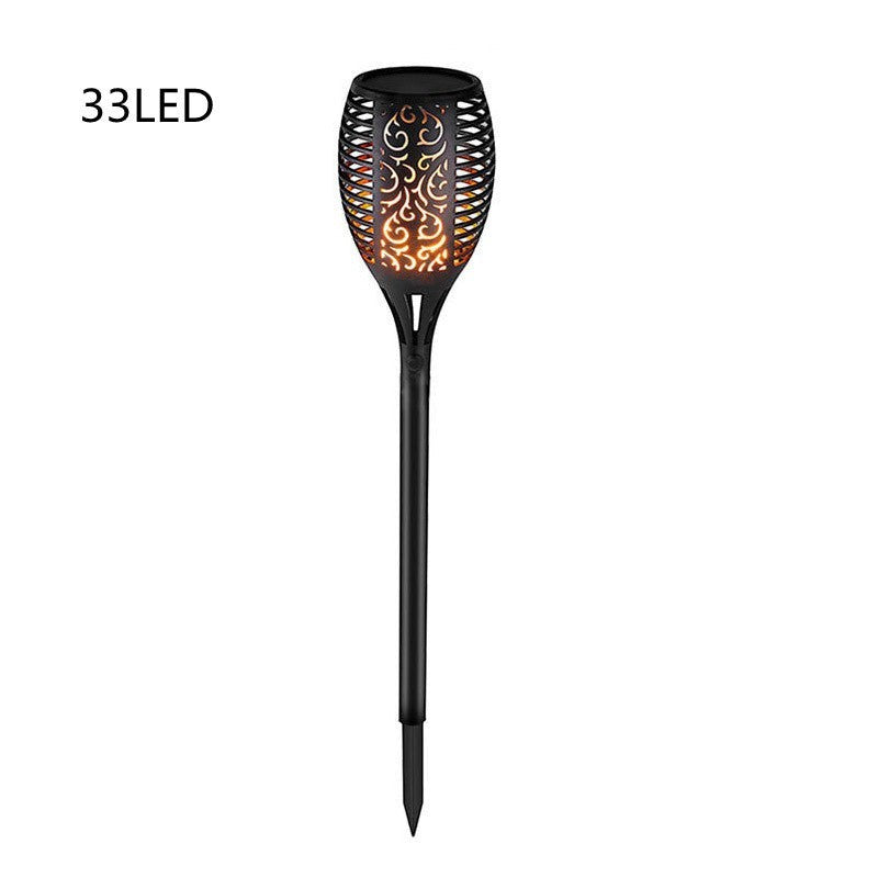 Torche solaire Lumeoo 33 LED noire avec motif ajouré pour éclairage décoratif de jardin et allées