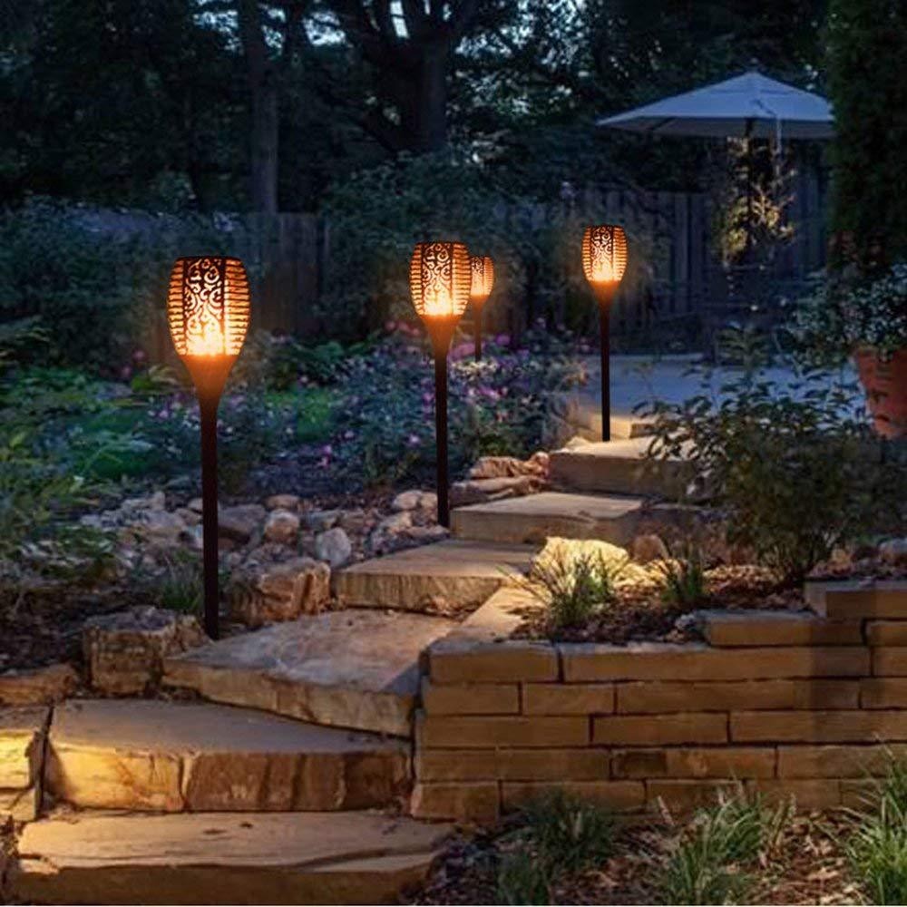 Torches solaires LED Lumeoo décoratives avec effet flamme pour éclairage d'allée de jardin nocturne