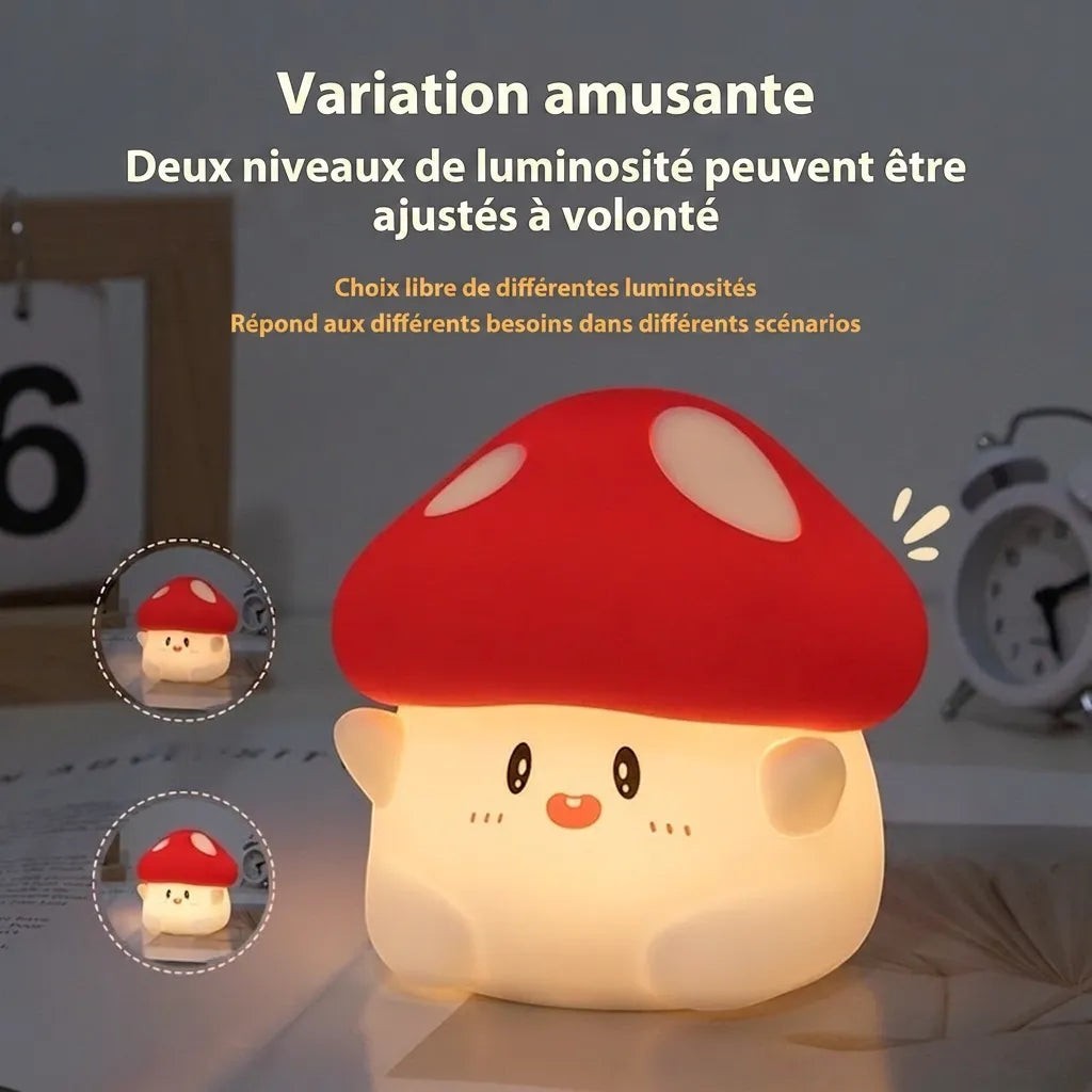 Veilleuse champignon Lumeoo en silicone souple avec éclairage tactile réglable pour la chambre de bébé