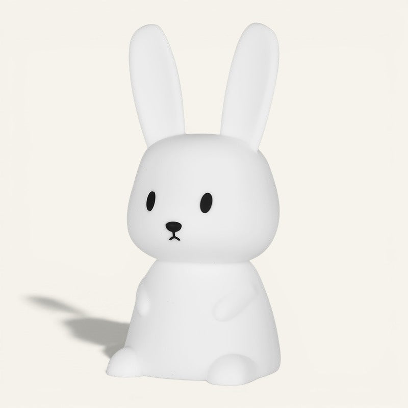 Veilleuse lapin Lumeoo en silicone blanc LED, lampe de nuit apaisante pour enfant au design doux et sécurisant