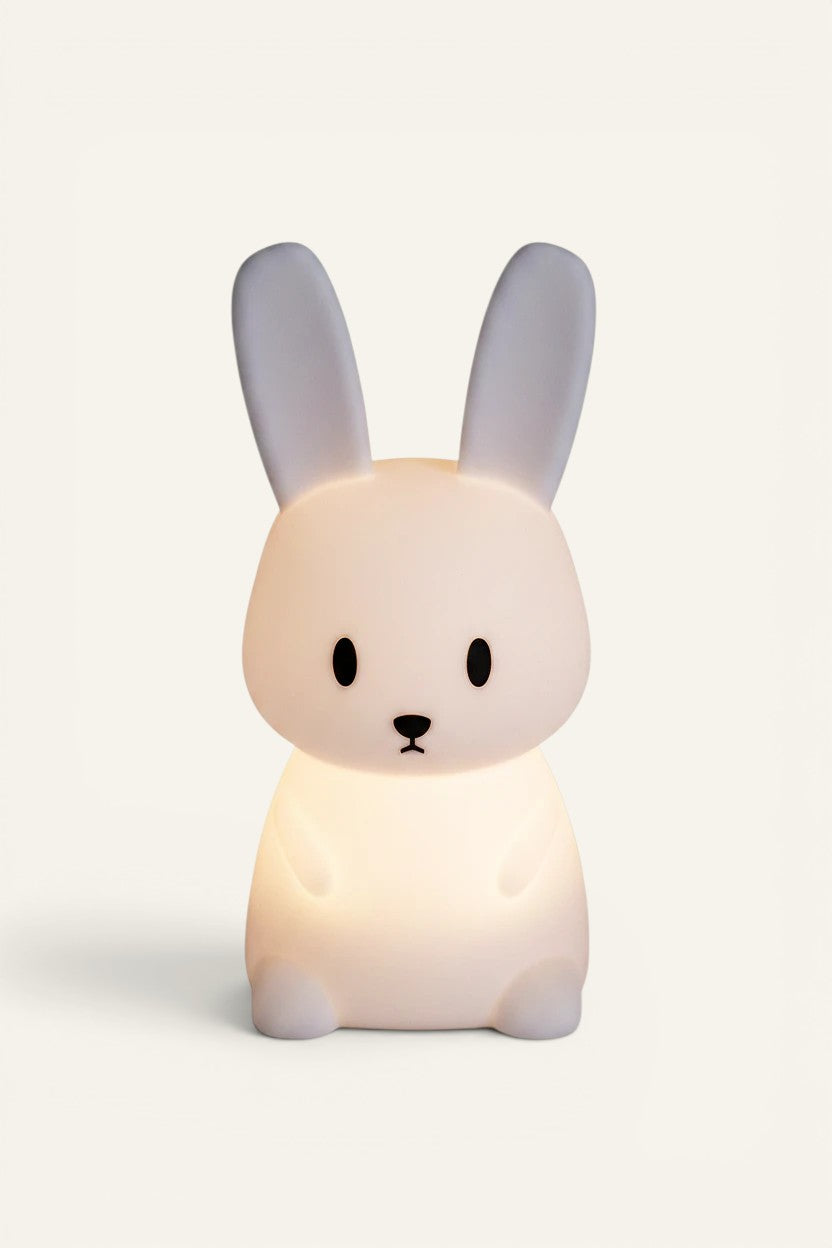 Veilleuse lapin Lumeoo en silicone souple avec éclairage LED doux pour rassurer les enfants au moment du coucher
