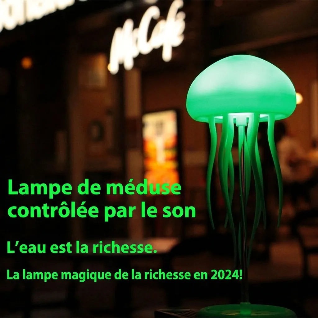 Veilleuse méduse LED verte Lumeoo avec éclairage doux pour une ambiance apaisante dans une chambre