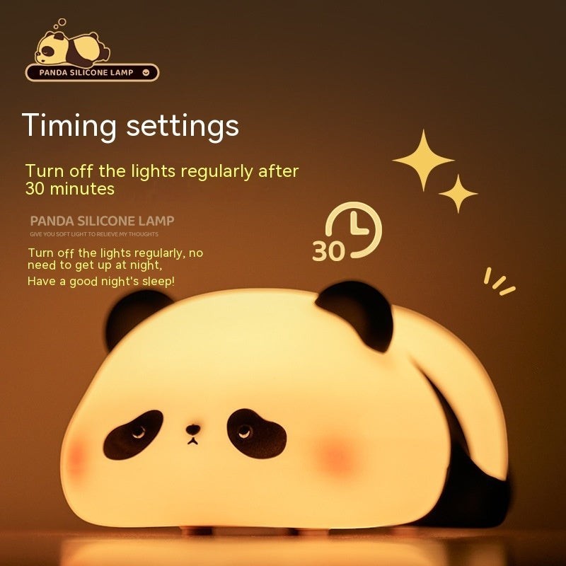 Veilleuse panda Lumeoo en silicone souple avec fonction minuterie 30 minutes pour une lumière douce et rassurante