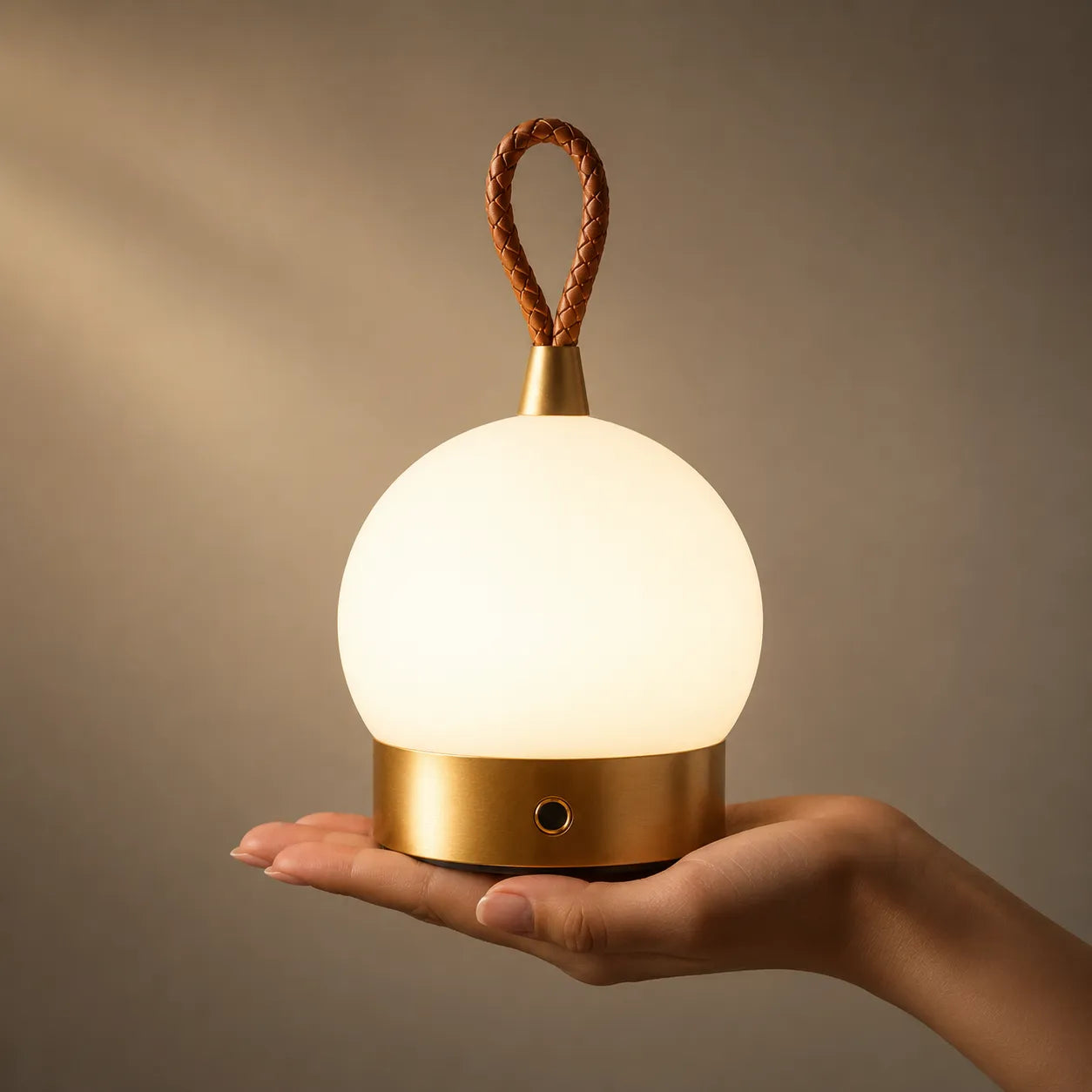 LUMINA™ lampe de table rechargeable coloris doré, vue de profil, design style camping Image