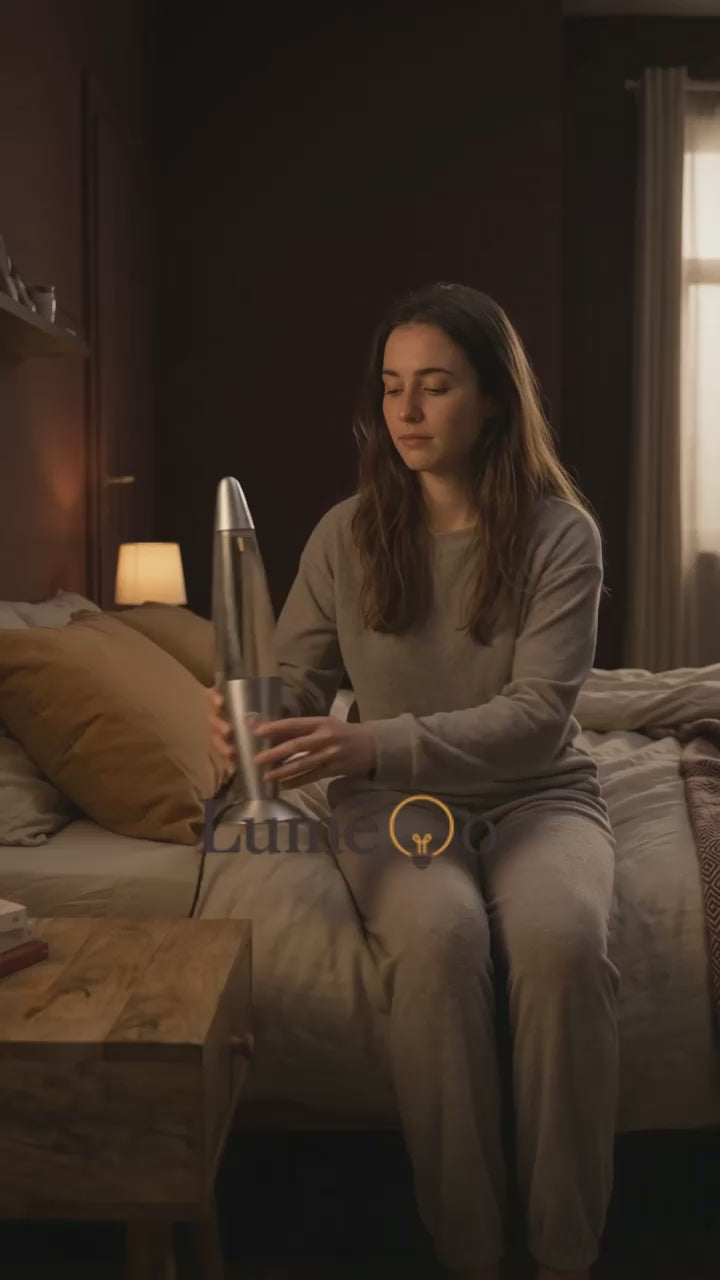 VULCANO™ - Lampe à Lave Volcan Fond Métal Verre 33cm Ampoule 25W Décorative