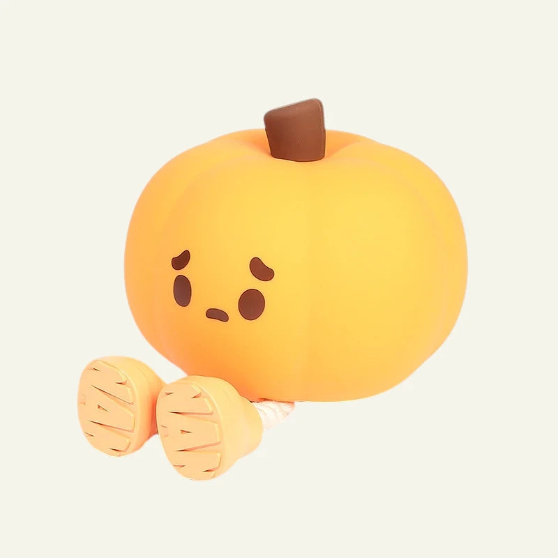 PUMPKY™ veilleuse citrouille silicone enfant expression Mélancolie, lumière douce blanc chaud